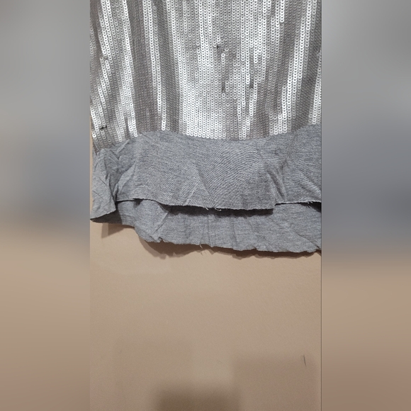 EUC ALLSAINTS Trinity Vest Sequin Tank Scoop Neck Size 6 Grey - Picture 4 of 8